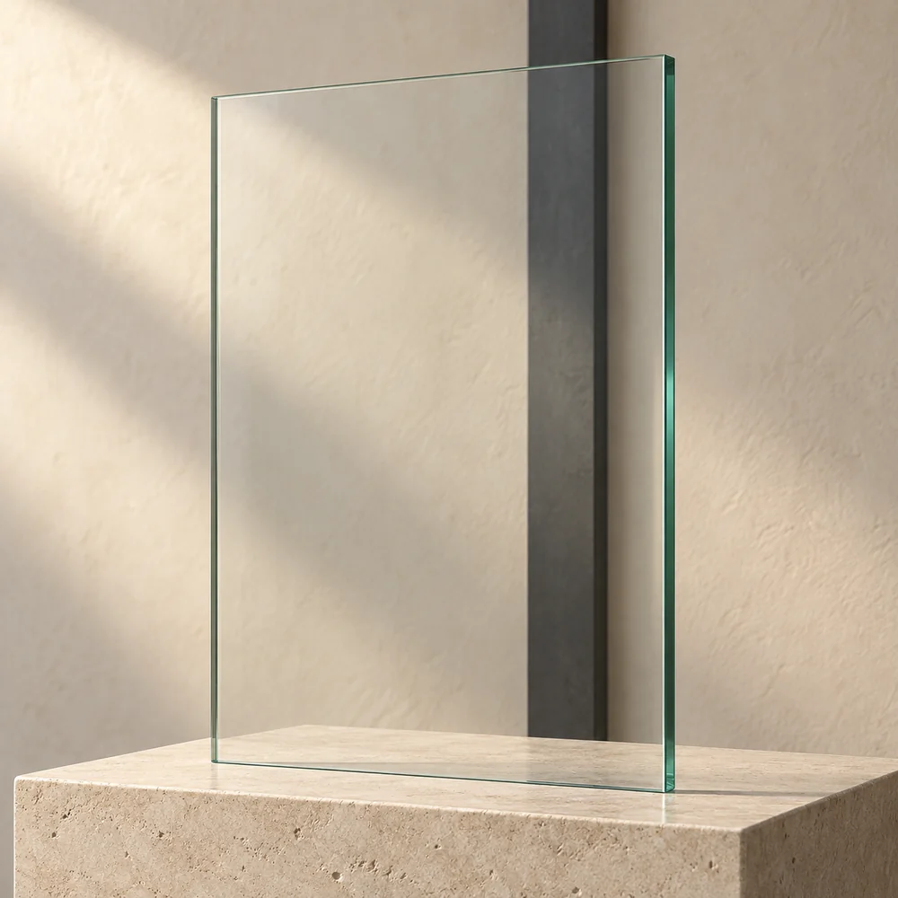 Muestra ilustrativa de cristal claro sobre una base de piedra
